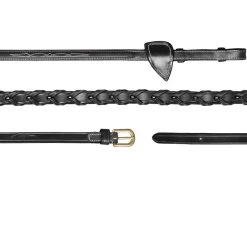 Dyon D Collection Leather Laced Reins 13mm Black