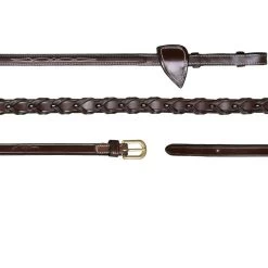 Dyon D Collection Leather Laced Reins 13mm Brown