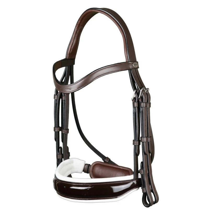 Dyon Working Collection Double Bridle Patent White Brown 1 Dyon Working Collection Double Bridle Patent White Brown