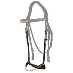 Dyon D Collection Double Bridle Cheek Pieces Brown