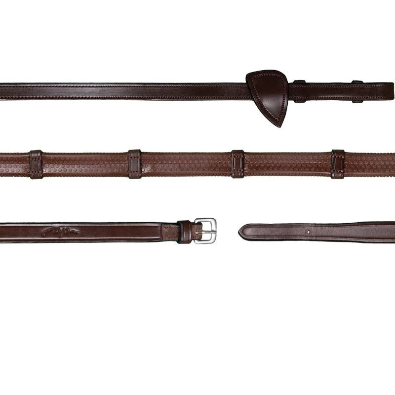 Dyon New English Rubber Reins Leather Stoppers 16mm Brown 1 Dyon New English Rubber Reins Leather Stoppers 16mm Brown