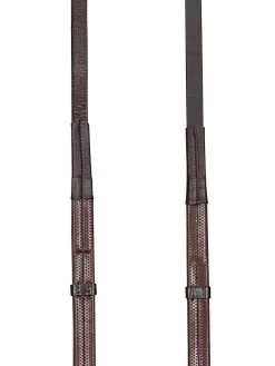 Equiline Rubber Reins Leather Stoppers Brown