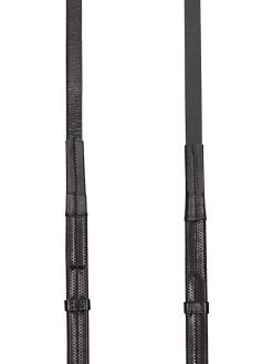 Equiline Rubber Reins Leather Stoppers Black