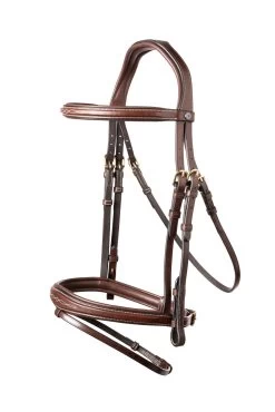 TRUST Bridle Amsterdam Anatomical Combined Noseband Gold Buckle Brown