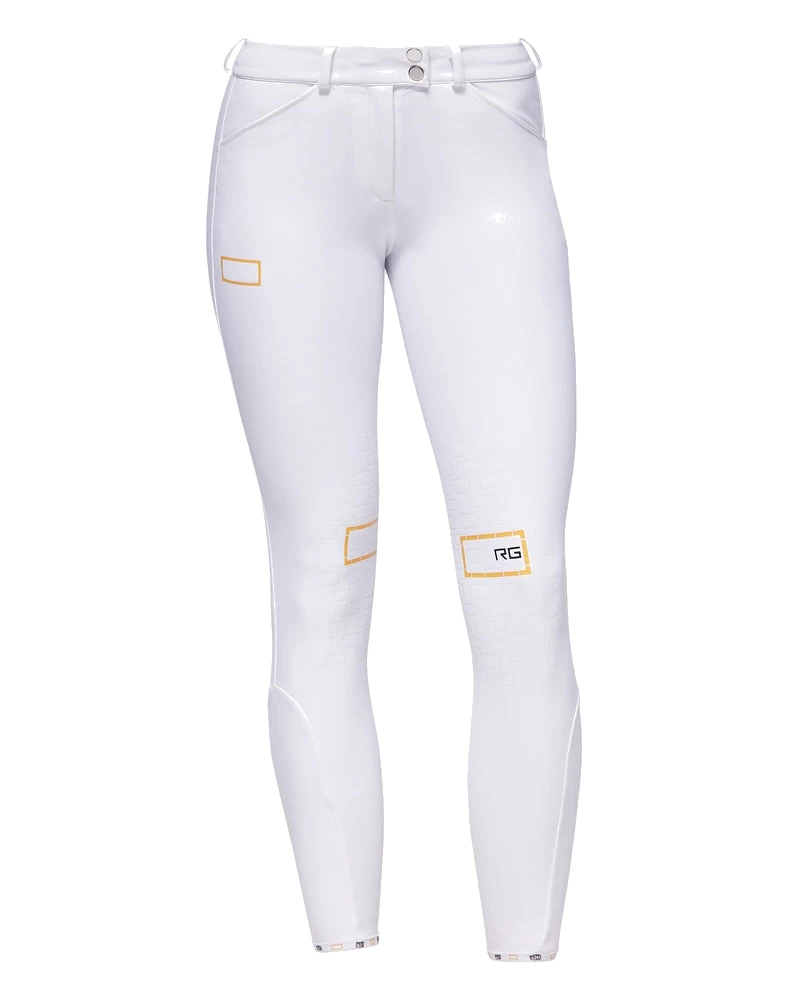 RG Riding Breeches Knee Grip Ladies With High Waist White 1 RG Riding Breeches Knee Grip Ladies With High Waist White
