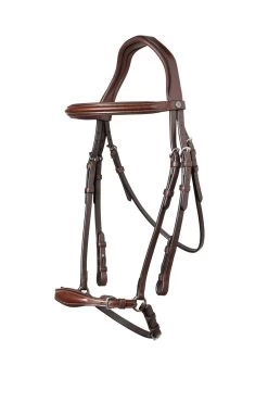 TRUST Bridle Barcelona Drop Noseband Silver Buckles Brown
