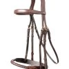 TRUST Bridle Dublin Leather Covered Rope Noseband Gold Buckle Brown