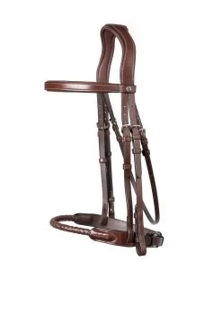 TRUST Bridle Dublin Leather Covered Rope Noseband Silver Buckle Brown
