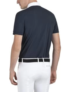 Equiline Competition Shirt Men Short Sleeves Celirac Navy -Sports - Equestrian H00540 Celirac 002 Rear DEA