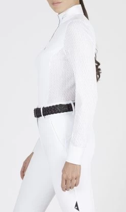 Equiline Competition Shirt Long Sleeves Ladies Catic White -Sports - Equestrian H00895 CaticLS 001 Side OK