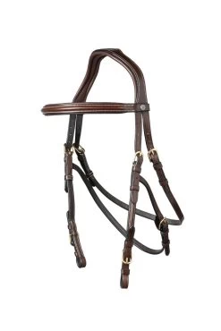 TRUST Bridle Hickstead Hackamore Bridle Gold Buckles Brown