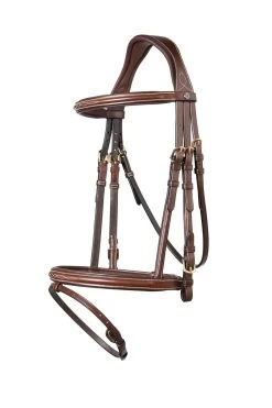 TRUST Bridle Knokke Combined Noseband Gold Buckle Brown