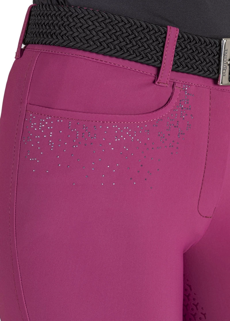 Equiline Riding Breeches Ladies Full Grip Giaiaf Violet 2 Equiline Riding Breeches Ladies Full Grip Giaiaf Violet - Image 2