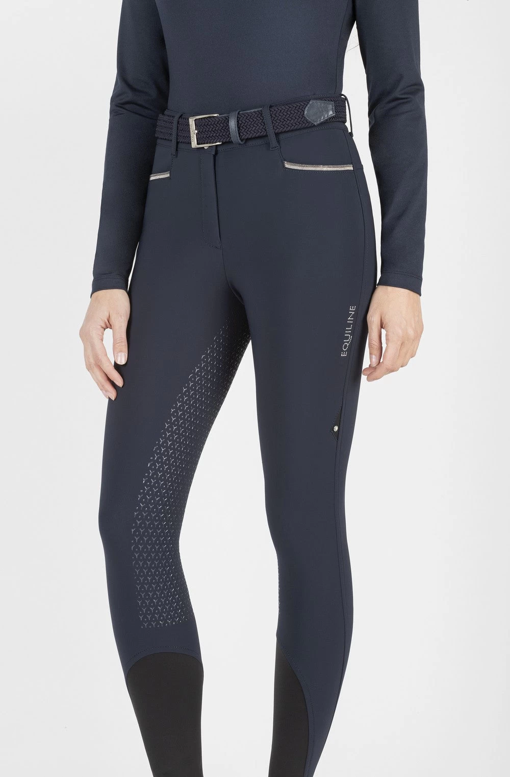 Equiline Winter Riding Breeches Ladies High Waist Full Grip Gigafh Navy 1 Equiline Winter Riding Breeches Ladies High Waist Full Grip Gigafh Navy