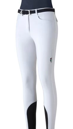 Equiline Riding Breeches Ladies Knee Grip Corner White