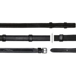 Dyon Dressage 5/8 Hunter Reins With 7 Leather Loops Black