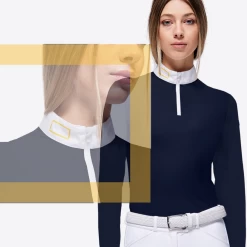 RG Competition Shirt Long Sleeve Zipper Ladies Navy -Sports - Equestrian RGpostprodotto1