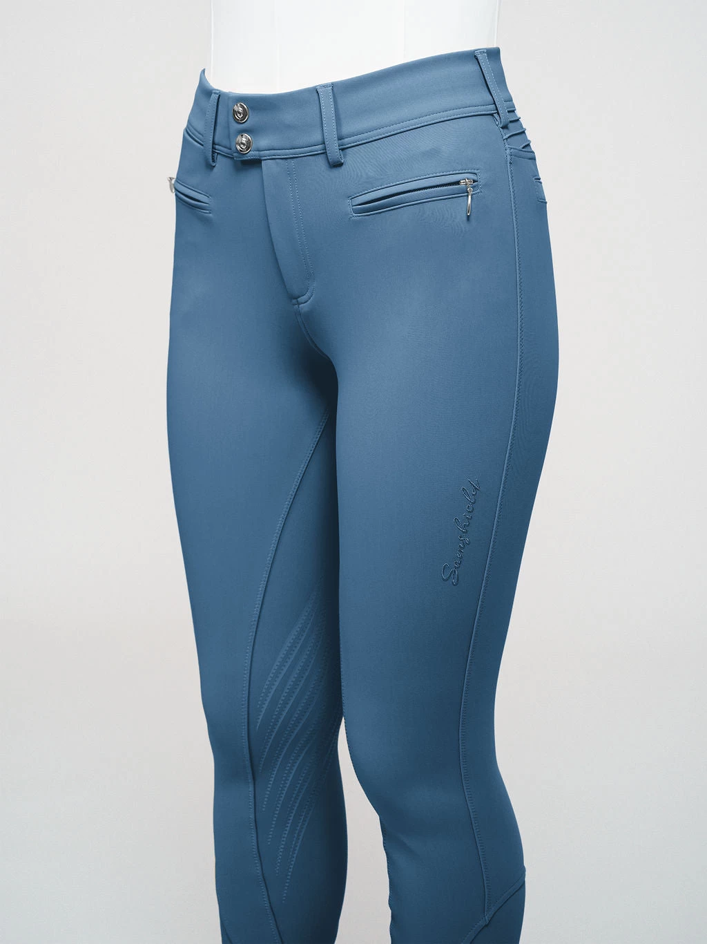 Samshield Riding Breeches Knee Grip Ladies Chloe Script Stone Blue 3 Samshield Riding Breeches Knee Grip Ladies Chloe Script Stone Blue - Image 3