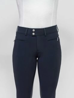 Samshield Riding Breeches Knee Grip Ladies Chloe Script Navy -Sports - Equestrian SQUARE CHLOE SCRIPT NAVY DETAIL