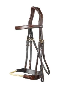 TRUST Bridle St. Gallen Rope Noseband Gold Buckles Brown