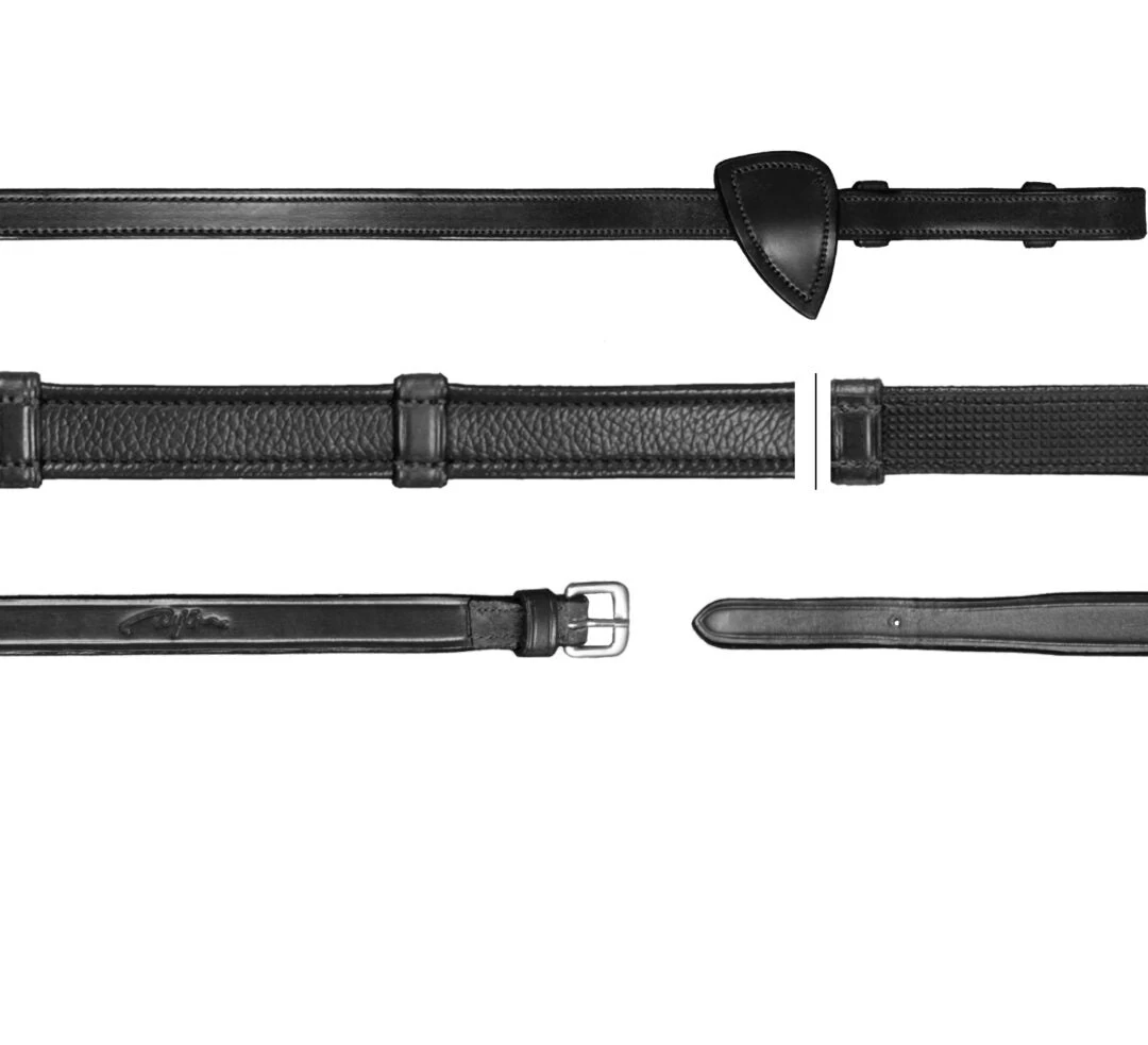 Dyon New English Collection Leather Grip Reins 16mm Black 1 Dyon New English Collection Leather Grip Reins 16mm Black