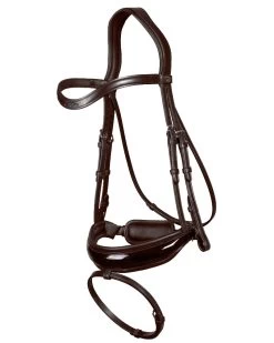 Dyon Dressage Patent Large Crank Noseband Bridle Flash Brown
