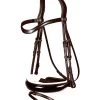 Dyon Dressage Patent Large Crank Noseband Bridle With White Padding And Flash Brown