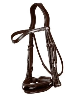 Dyon Dressage Patent Large Crank Noseband Double Bridle Brown