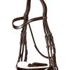 Dyon Dressage Patent Large Crank Noseband With White Padding Double Bridle Brown